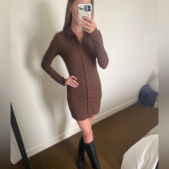 Brown AFRM button up dress - Picture 3 of 4